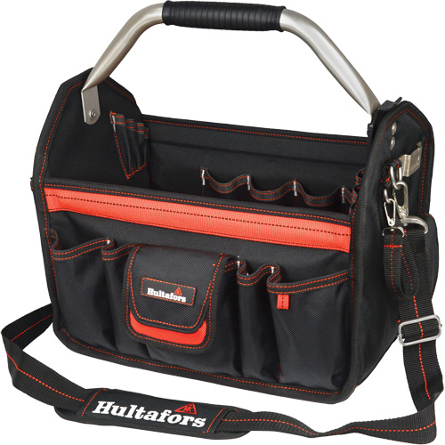 Hultafors HT5587 14" Open-Top Tool Carrier, Ballistic Polyester, Black/Red