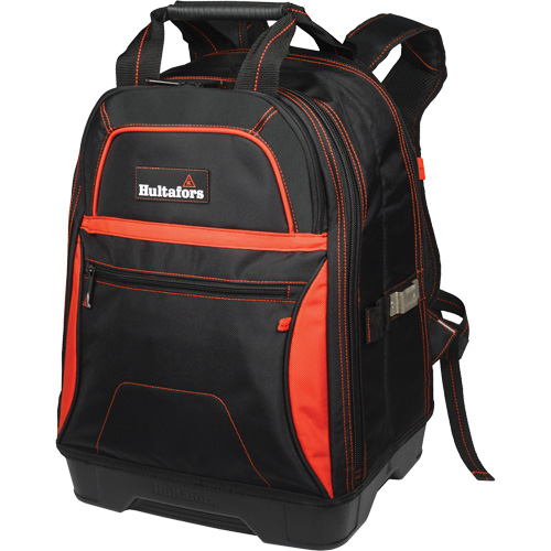Hultafors HT5535 Molded Base Bottom Tool Backpack, Black/Red, Ballistic/Polyester