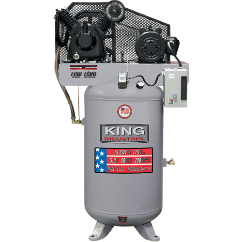 King Canada KC-5280V3-MS Compresseur d'air biphas&eacute;, 80 gal. (96 gal. US)