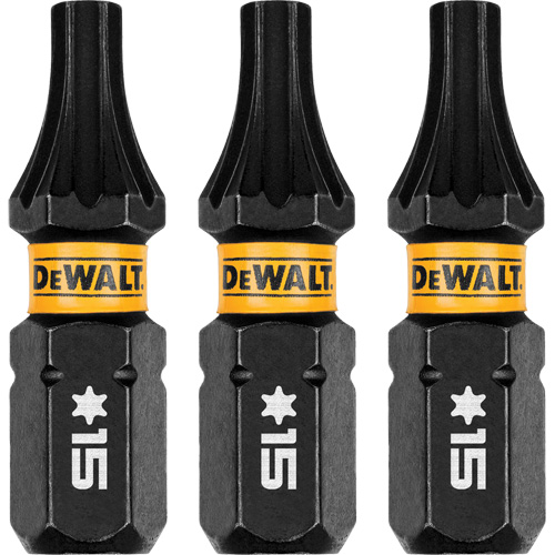 DEWALT DWAF1TX15IR3 3-Piece FLEXTORQ&reg; Impact Screwdriving Bits, Torx, T-15, 1/4" Drive
