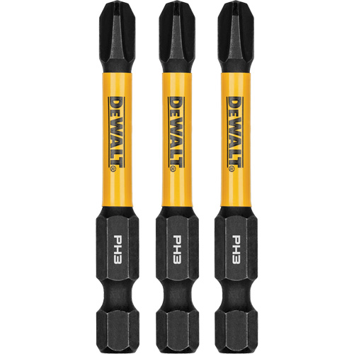DEWALT DWAF2PH3IR3 3-Piece FLEXTORQ&reg; Impact Screwdriving Bits, Phillips, #3, 1/4" Drive