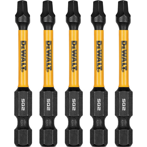 DEWALT DWAF2SQ2IR5 Forets pour tournevis &agrave; chocs FLEXTORQ 5 mcx, Carr&eacute;e, #2, Prise 1/4"