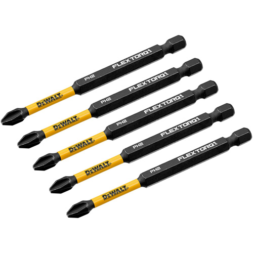 DEWALT DWAF3PH2IR5 5-Piece FLEXTORQ&reg; Impact Screwdriving Bits, Phillips, #2, 1/4" Drive