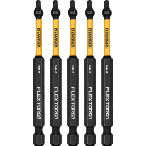 DEWALT DWAF3SQ2IR5 Forets pour tournevis &agrave; chocs FLEXTORQ 5 mcx, Carr&eacute;e, #2, Prise 1/4"