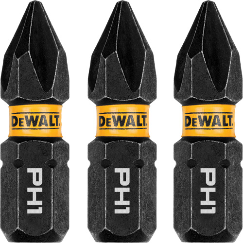DEWALT DWAF1PH1IR3 3-Piece FLEXTORQ&reg; Impact Screwdriving Bits, Phillips, #1, 1/4" Drive