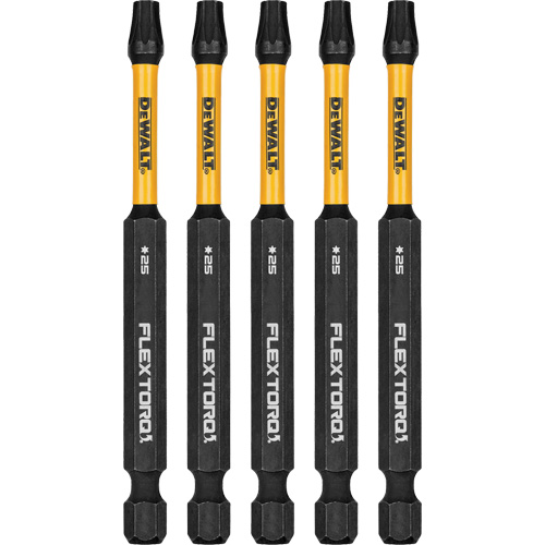 DEWALT DWAF3TX25IR5 5-Piece FLEXTORQ&reg; Impact Screwdriving Bits, Torx, T-25, 1/4" Drive