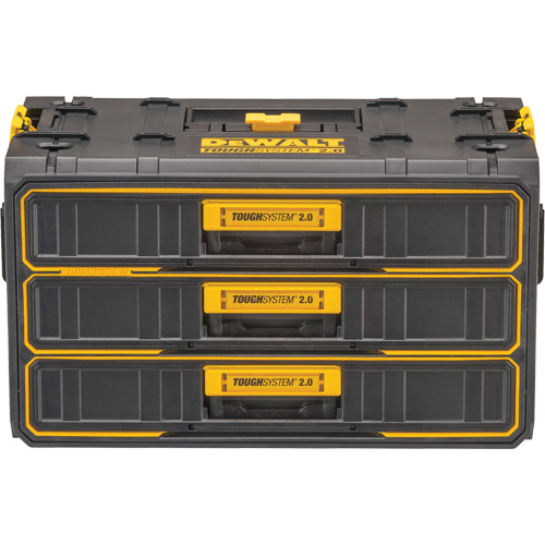 DEWALT DWST08330 Unit&eacute; &agrave; trois tiroirs ToughSystem 2.0, 21-4/5" x 12-3/10" x 12-3/5", Noir/Jaune