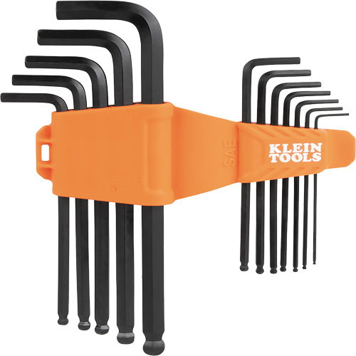 Klein Tools BLS12 Jeu de cl&eacute;s hexagonales &agrave; embout sph&eacute;rique de style L, 12 mcx, Imp&eacute;rial