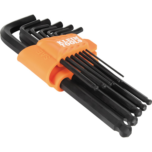 Klein Tools BLS12 Jeu de cl&eacute;s hexagonales &agrave; embout sph&eacute;rique de style L, 12 mcx, Imp&eacute;rial