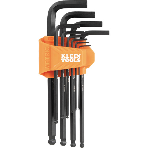 Klein Tools BLS10M L-Style Long Ball-End Hex Key Set, 10 Pcs., Metric