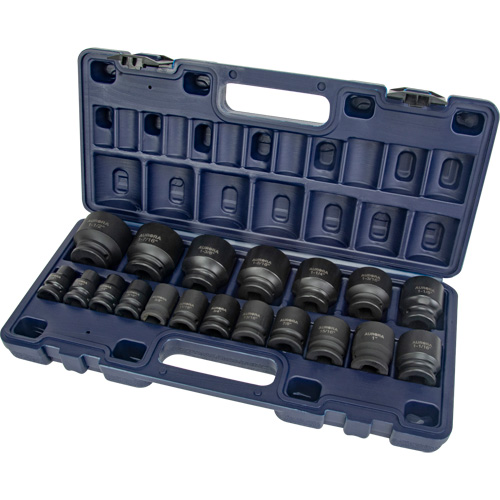 Aurora Tools UAX700 SAE Socket Set, 19 Pcs, Impact, 1/2" Drive Size
