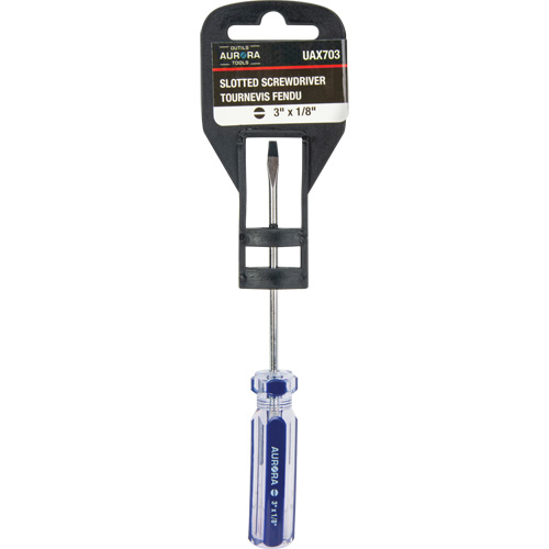 Outils Aurora UAX703 Tournevis &agrave; fente bleu transparent avec bandes , Tige de 1/8", Ronde, Prise en Plastique