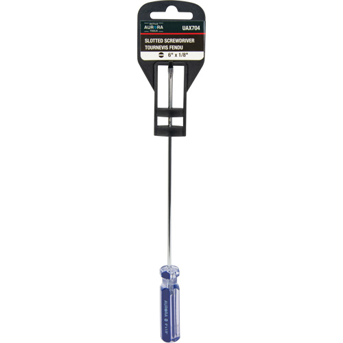 Outils Aurora UAX704 Tournevis &agrave; fente bleu transparent avec bandes, Tige de 1/8", Ronde, Prise en Plastique
