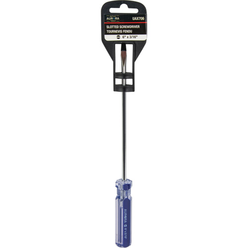 Outils Aurora UAX706 Tournevis &agrave; fente bleu transparent avec bandes, Tige de 3/16", Ronde, Prise en Plastique