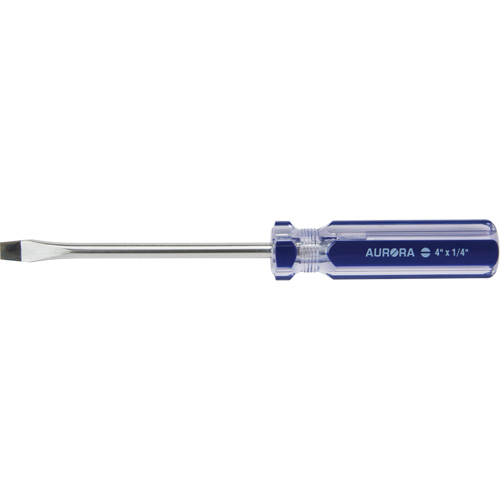 Outils Aurora UAX707 Tournevis &agrave; fente bleu transparent avec bandes, Tige de 1/4", Ronde, Prise en Plastique