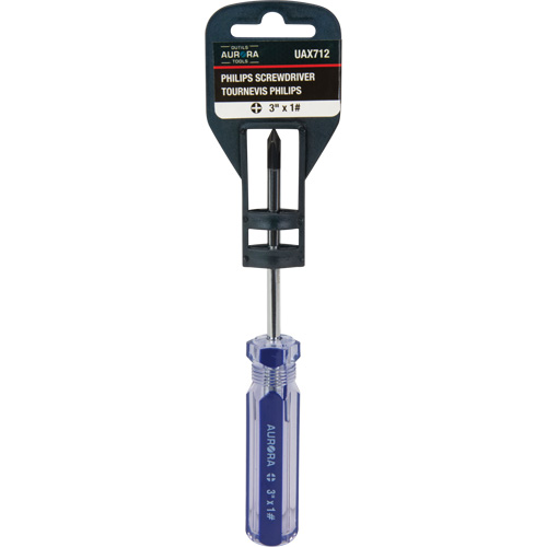 Aurora Tools UAX712 Blue Transparent Striped Philips Screwdriver, #1, Plastic Handle