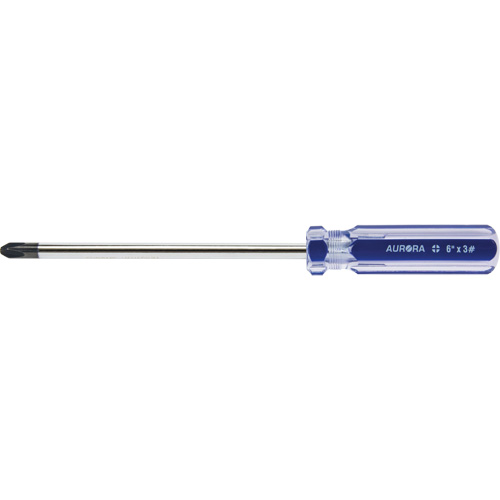 Outils Aurora UAX714 Tournevis Philips bleu transparent avec bandes, #3, Prise Plastique