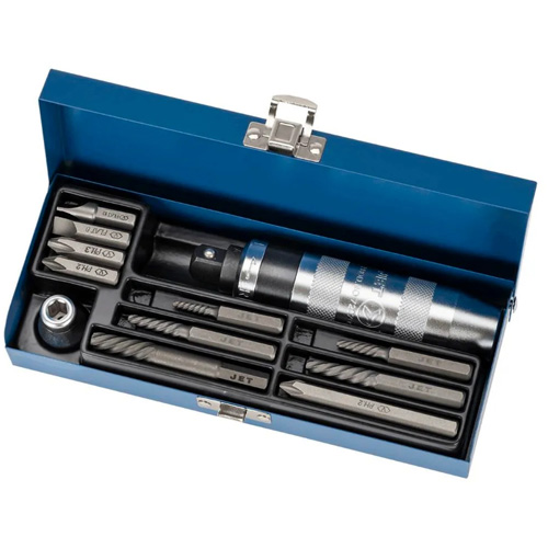 JET 720705 JID-12S 12-Piece Deluxe Impact Driver Screw Extractor Set, For Screw Size 5/16", Carbon Steel