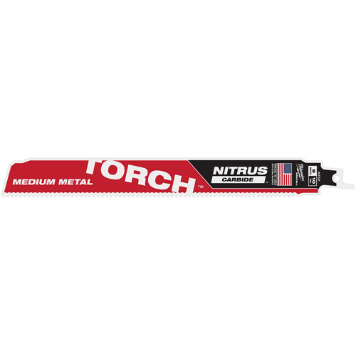 Milwaukee 48-00-6252 TORCH with NITRUS CARBIDE Teeth for Medium Metal, Carbide, 10 TPI, 9" L x 1" W