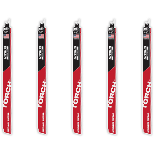 Milwaukee 48-00-6553 Ensemble de 5 TORCH avec dents NITRUS CARBIDE pour m&eacute;tal moyen, Carbure, 10 Dents par pouce, 12" lo x 1" la