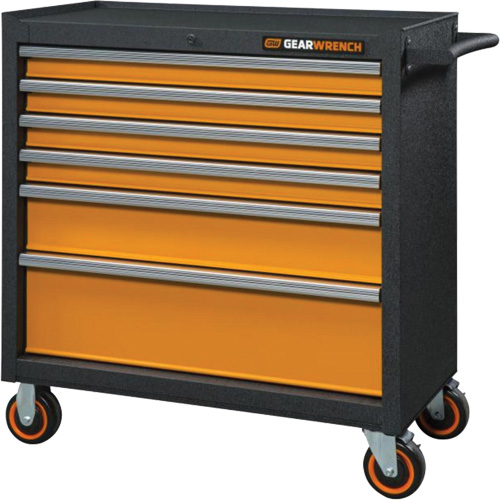 Gearwrench 83243 Armoire roulante pour outils s&eacute;rie GSX, 6 tiroirs, 36" la x 18-1/5" p x 37-2/5" h, Noir/Orange