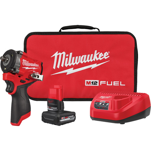Milwaukee 2562-21 Fuel Stubby Impact Wrench Kit, 12 V, 3/8