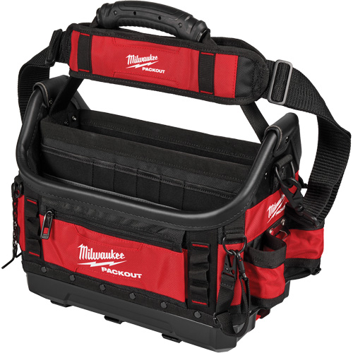 Milwaukee 48-22-8317 PackOut Structured Tote, Polyester, 39 Pockets, Black/Red