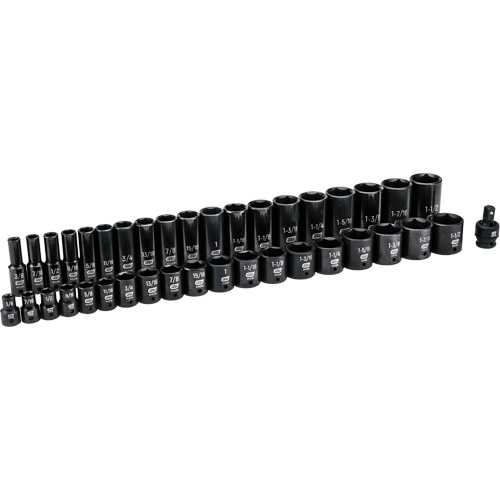 Gearwrench 099575084942 Jeu de douilles SAE &agrave; 6 pans, 39 Mcx, Chocs, Prise de 1/2", Profond
