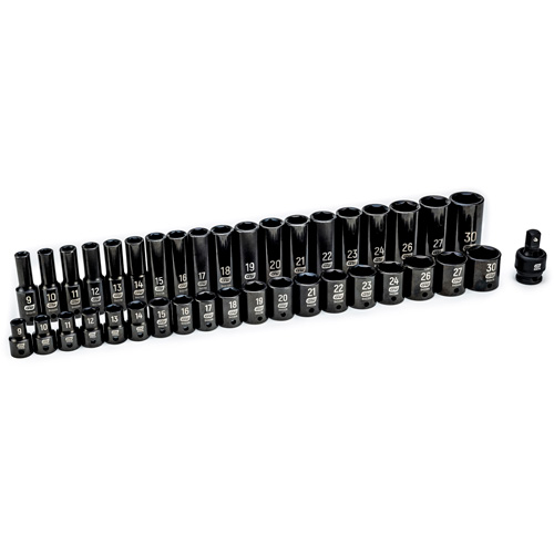 Gearwrench 099575084980 6-Point Standard & Deep Impact Metric Socket Set, 39 Pcs, Impact, 1/2" Drive Size, Deep