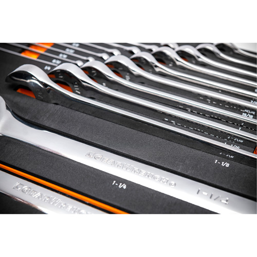 Gearwrench 099575101076 12-Point Long Pattern Combination SAE Wrench Set in Foam Storage Tray, Open-Ended, 19 Pieces, Imperial
