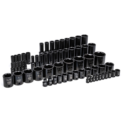 Gearwrench 099575101106 6-Point SAE Impact Socket Set in Foam Storage Tray, 63 Pcs, Impact, Deep