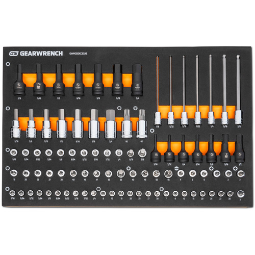 Gearwrench 099575101052 Jeu de douilles &agrave; foret SAE dans un plateau de rangement en mousse, 88 Mcx