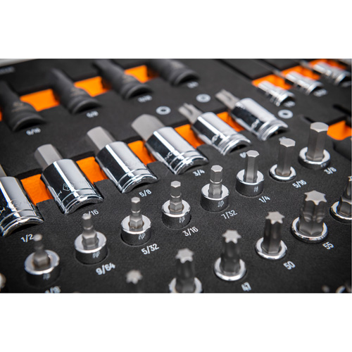 Gearwrench 099575101052 Jeu de douilles &agrave; foret SAE dans un plateau de rangement en mousse, 88 Mcx