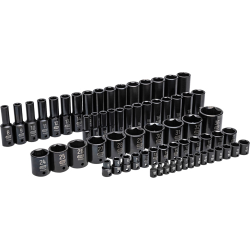 Gearwrench 099575101090 6-Point Metric Impact Socket Set in Foam Storage Tray, 66 Pcs, Impact, Deep