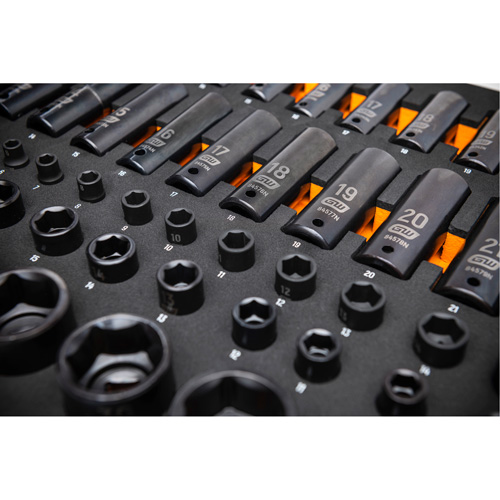 Gearwrench 099575101090 6-Point Metric Impact Socket Set in Foam Storage Tray, 66 Pcs, Impact, Deep