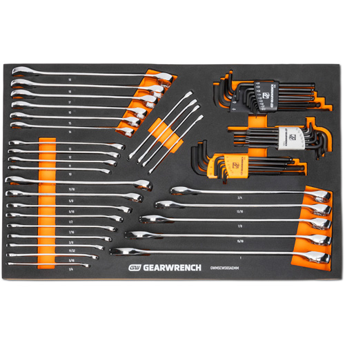 Gearwrench 099575101083 6-Point Combination Wrench and Hex Key Set in Foam Storage Tray