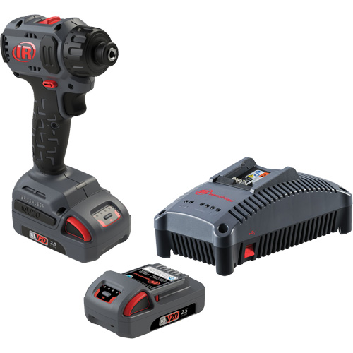 Ingersoll Rand D3411-K22 Cordless Compact Screwdriver Kit, 1/4", 37 ft-lbs Max. Torque, 20 V, Lithium-Ion