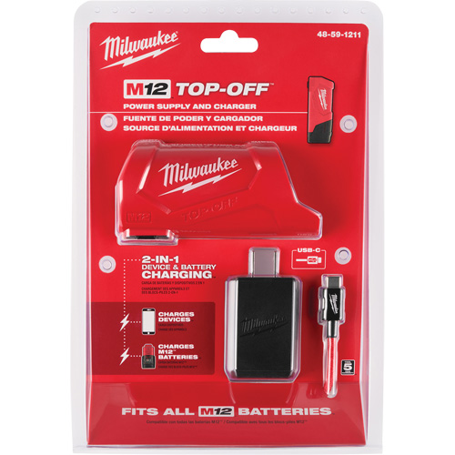 Milwaukee 48-59-1211 Bloc d'alimentation et chargeur M12 TOP-Off, 12 V, Lithium-ion