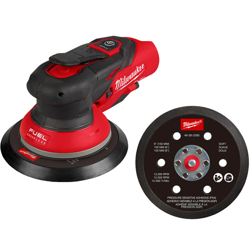 Milwaukee 2584-20 M12 FUEL 6" Random Orbital Sander, 6" Sand Paper, 12 V