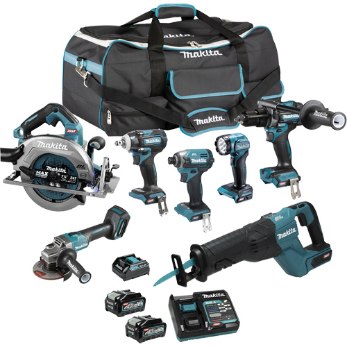 Makita DK0216G701 XGT Brushless 7-Tool Combo Kit, Lithium-Ion, 40 V