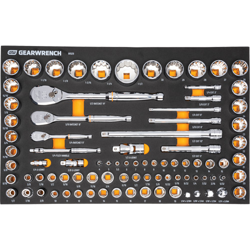Gearwrench MEGAMOD194 Jeu d'outils de m&eacute;canicien dans des plateaux modulaires en mousse avec conteneur de rangement, 194 morceaux