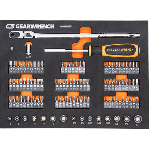 Gearwrench MEGAMOD194 Jeu d'outils de m&eacute;canicien dans des plateaux modulaires en mousse avec conteneur de rangement, 194 morceaux