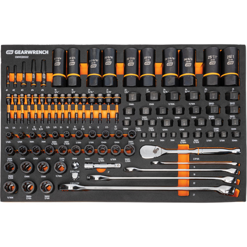 Gearwrench MEGAMOD247 Jeu d'outils de m&eacute;canicien dans des plateaux modulaires en mousse avec conteneur de rangement, 247 morceaux