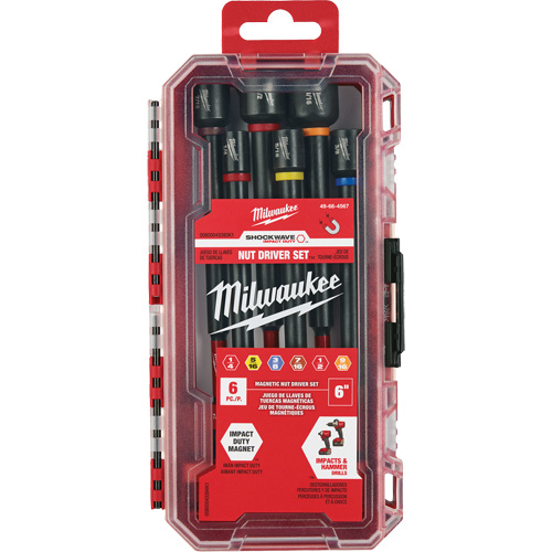 Milwaukee 49-66-4567 Jeu de tourne-&eacute;crous de 6" Impact Duty SHOCKWAVE, 6 mcx, Magn&eacute;tique