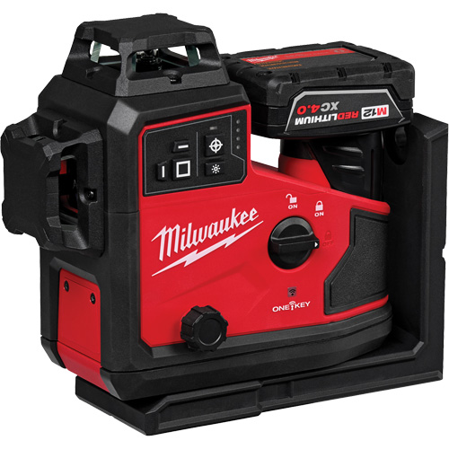 Milwaukee 3642-21 M12 Green 360° 3-Plane Laser with Automatic Alignment & Receiver