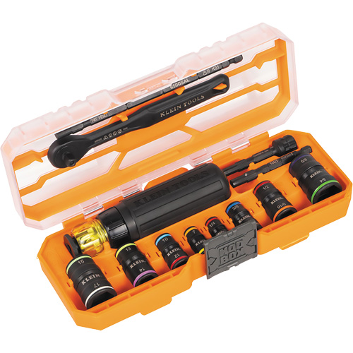 Klein Tools 65242 Flip-16 KNECT Ratcheting Impact Flip Socket Screwdriver Set, 13 Pcs