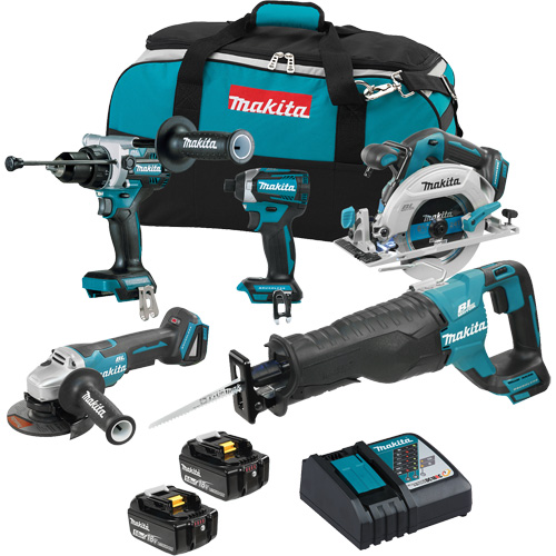 Makita DLX5077TX1 Ensemble de 5 outils sans balai 18V LXT, Lithium-ion, 18 V