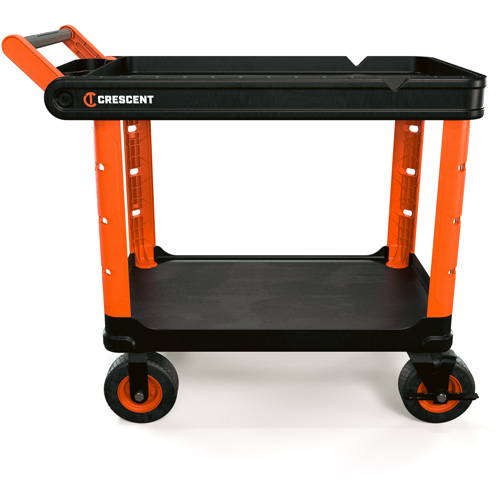 Crescent IUC2S8CBM Chariot utilitaire industriel &agrave; 2 tablettes RAILWORKS avec roulettes de 8", 47" lo x 24-1/2" la x 37-4/5" h, Noir/Orange