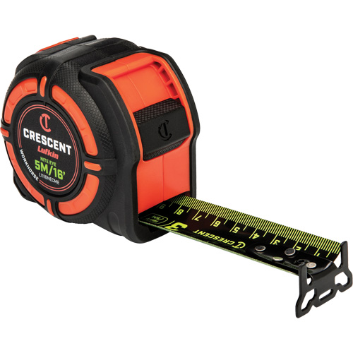 Lufkin By Crescent L1116NECME Ruban &agrave; mesurer WORKHORSE NITE EYE, 1-1/4" x 16'/5 m, Marques de goujon M&eacute;trique/SAE