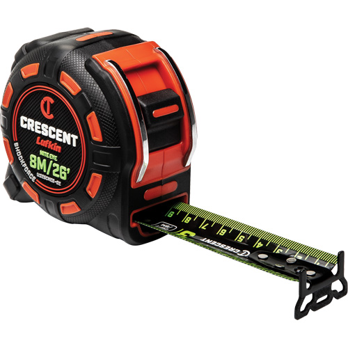 Lufkin By Crescent L1325CMEB-02 Shockforce NITE EYE Tape Measure, 1-1/4" x 25'/8 m, Metric/SAE Graduations